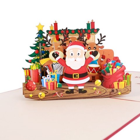 『限定』クリスマスカードポップアップグリーティングカード クリスマスサンタのハウス