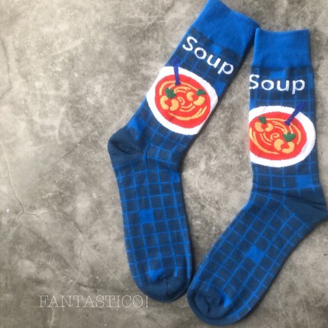 soup靴下❤️スケーターソックス ポップアート グラフィック スープとチェック柄 父の日クリスマスプレゼント ギフト