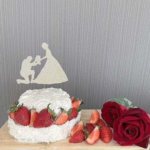 ケーキトッパー（グリッター）/【セミオーダー】〈ペア〉シルエットトッパー　〜2名　ウェディング　結婚式　記念日　お祝い