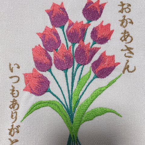 チューリップ花束　刺繍　A5、A4サイズフレーム　#3