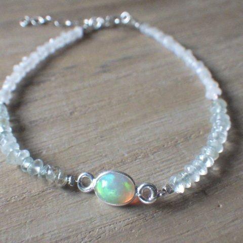 *sv925*Opal＆Aquamarine Bracelet幸運の石☆オパール