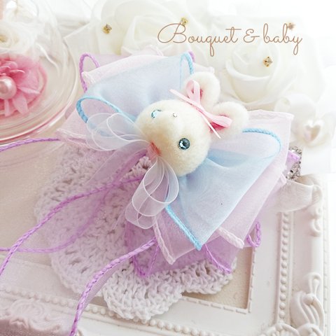 うさ🍓ロングリボンクリップ💝🐰୨୧キッズ୨୧プレゼントにも💛  Bouquet&baby