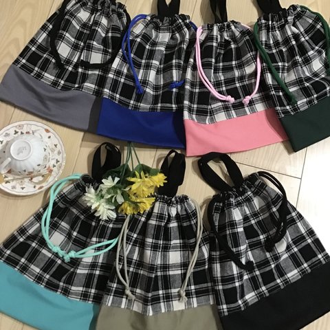 ⭐️福袋⭐️体操着袋31×27❤️【再4】全7色お着替え場袋、パジャマ入れ、体操服入れ巾着(名前タグ縫い付けサービス)持ち手オプション⭐️