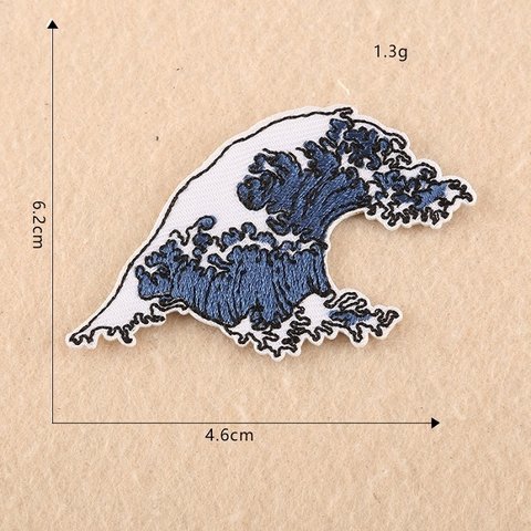 海 波 ワッペン アップリケ アイロン対応 1枚
