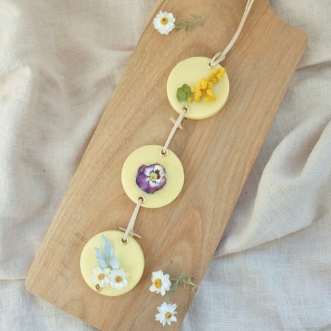 ◌サシェガーランド◌春のお花のミニサシェの3連ガーランドspring flower mini sachet aroma waxbar garland ⋮ シトラスの香り