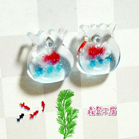 🍃金魚鉢シンプルピアス