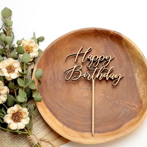 Happy Birthday ケーキ トッパ― C 誕生日 バースデー １歳 木製