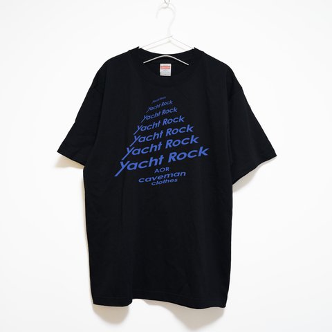 ヨットロック(AOR)のおしゃれなデザイン 音楽系Ｔシャツ プレミアム生地【ブラック】やや厚め生地のハイグレード半袖クルーネック