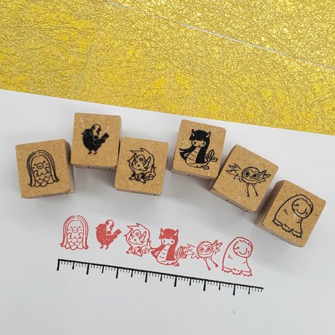 【疫病退散】ミニミニアマビエ様と仲間たちの妖怪スタンプセット