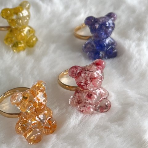 ボタニカル🧸くまちゃんring💓かすみ草pink