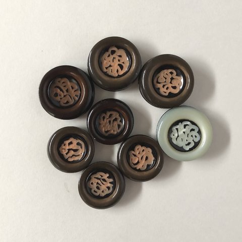 レトロ サークル ボタン アソート 20mm・17mm 8個セット da-098