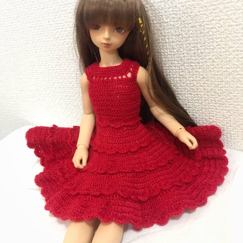 【MSD】赤いニットドレス セーター スーパードルフィー 人形