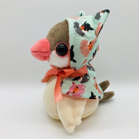 【受注製作only】文鳥+メンダコ＝ブンダコの ケープ * ミント * 文鳥 きせかえ ぬいぐるみ 用* ぬい服 メンダコ  20220807