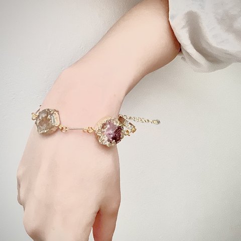 《purpul×brown》ストーン調レジンブレスレット