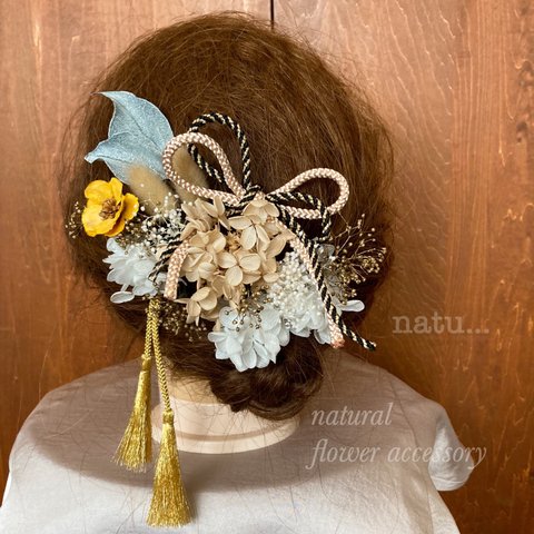 flower accessory髪飾りドライフラワー成人式ウエディング ヘッドドレス ヘッドパーツ
