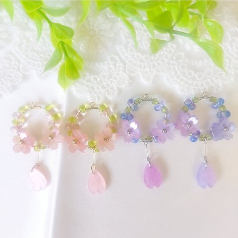 桜のフープピアス(ピンク)