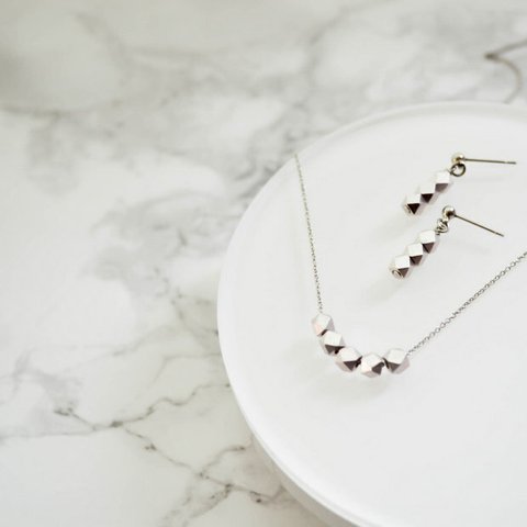 再入荷Metal Cut Silver Beads Set（matte silver)