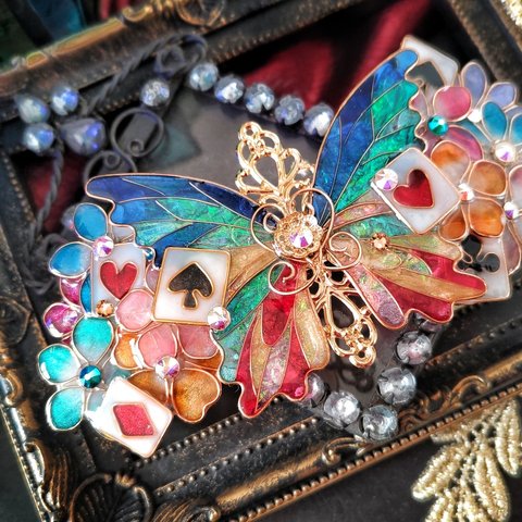 （A）サーカスの想い出の蝶とトランプのバレッタ（hair ornaments of butterfly and star〜circus fantasy〜）