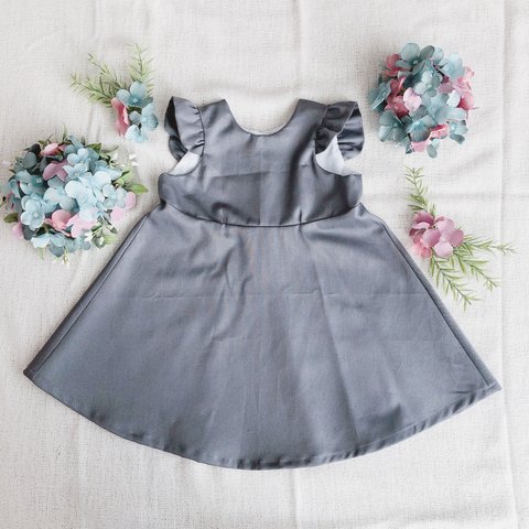 日本製綿100% Frill A-line Dress (gray)