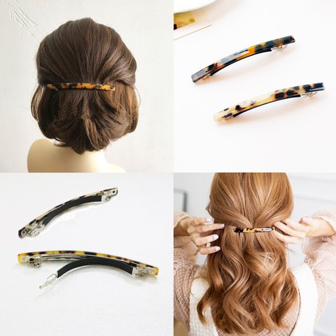 バレッタ シンプル ヘアクリップ ヘアアクセサリー べっ甲 フォーラム 大人 可愛い かわいい 上品 清楚 ギフト プレゼント