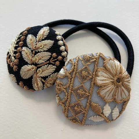 インド刺繍　ヘアゴム　handmade ２個セット