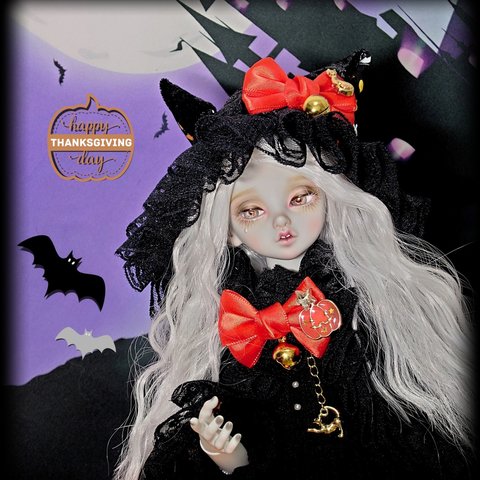 『Happy🎃 HelloHalloween』猫耳フードケープ 【単品】40cm対応ドール