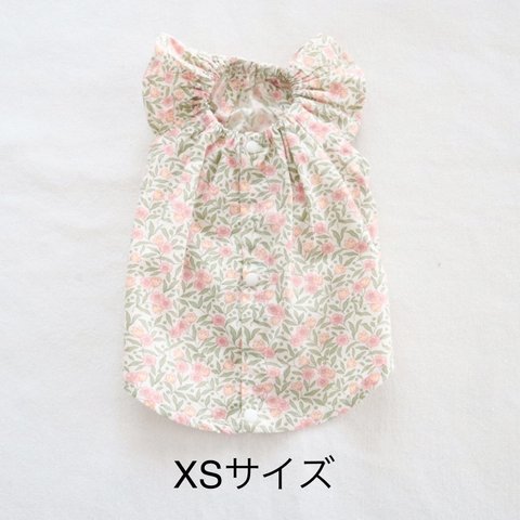 [犬服] XSサイズ 完成品 チワワ　　　　　　　　　　　花柄 キャミソール ワンピース 背中開き バックオープン