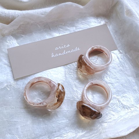 【new!!】marble ring ( beige × brown ) / マーブルリング / 指輪 / リング