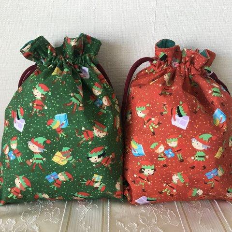 クリスマスタウンの小人たちのたてなが巾着〈全3種〉