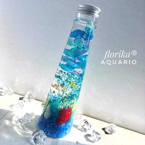 ♡夏のハーバリウム♡『熱帯の海の楽園』◆円錐ボトル◆ 𝒮𝓊𝓂𝓂𝑒𝓇 ブルー系   