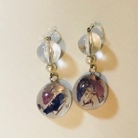 ドライフラワーピアス レジンアクセサリー