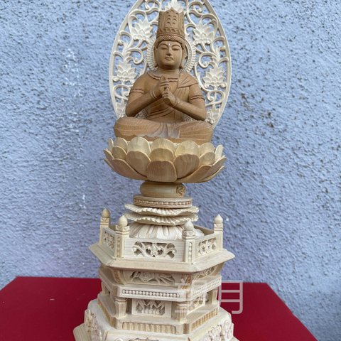新作 大日如来  木彫仏像 精密細工 木工細工 仏教工芸品 仏壇仏像 仏具