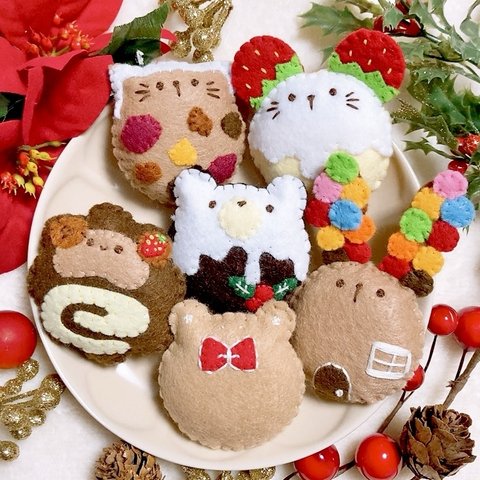 動物のマグネット　【お菓子な動物さん・クリスマス🎄】