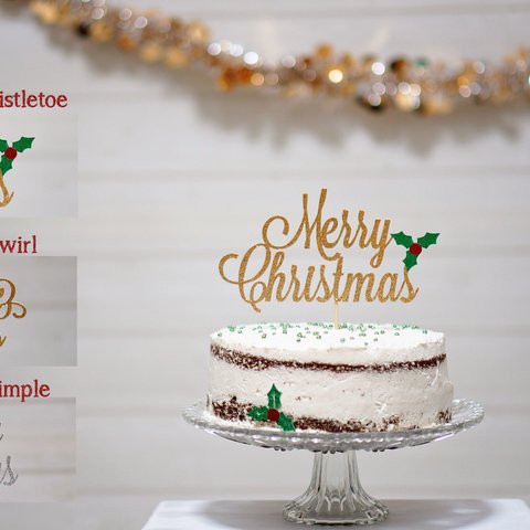 "Merry Christmas" クリスマスケーキトッパー