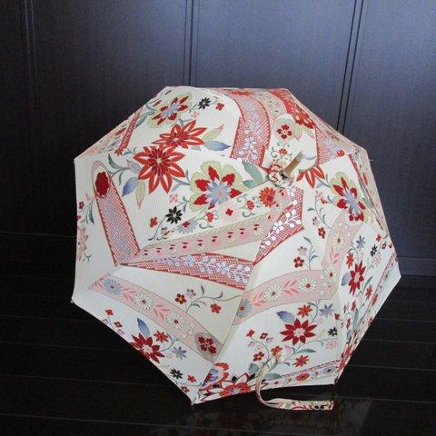 昭和レトロ・唐花模様の日傘（傘袋付き）