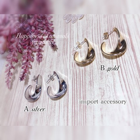 《お読め入り*1》(2peace)🔗import accessory🔗フープピアス ゴールドorシルバー