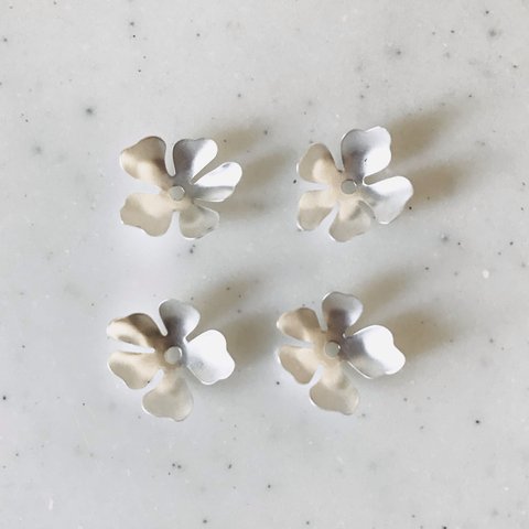 Matte Silver 5 Petal Flower Parts