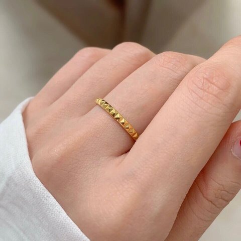 つけっぱなし！OK♪  エタニティ　リング 18k  金属アレルギー対応　カジュアル　重ね付け　小ぶり　レディース　メンズ　オフィス　シンプル　サージカルステンレス