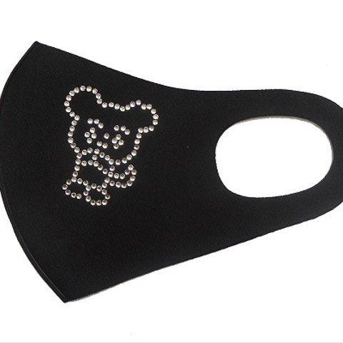 Shareki Mサイズ マスクアクセサリー アイロンで付ける キラキララインストーン ファッションマスク 熊 クマ hf-kuma-mask