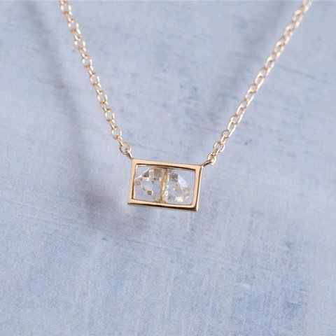 K10 Sýnishorn necklace：ハーキマーダイヤモンド標本ネックレス　K10イエローゴールド YG