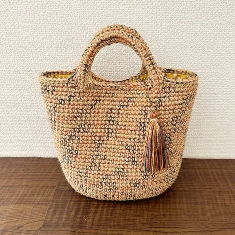 ミックスカラーの麻ひもかごバッグ☆Brown☆