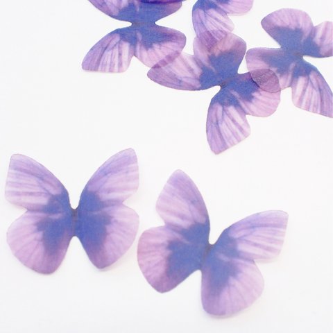 ちょうちょのパーツ 3cm   オーガンジー シフォン 布製 モチーフ 素材 蝶々 パーツ パープル 紫 40