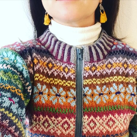 編み込みジャケットセーター