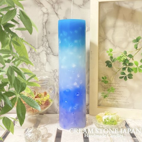 Φ7.8cm×H30cm ペタルキャンドル (セルリアンブルー) № 000760 /Gradation Candle