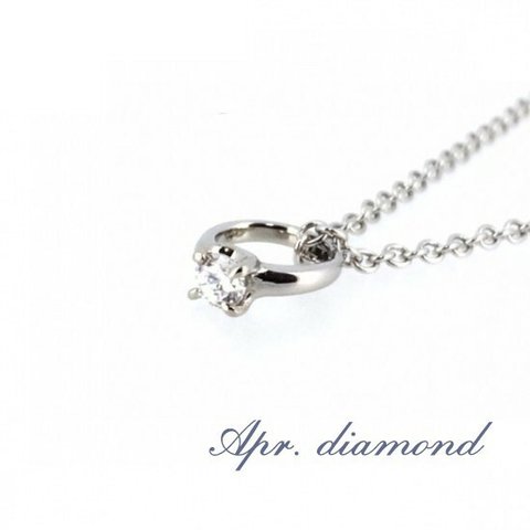 【レーザー刻印可能】4月ダイヤモンド 316L ベビーリング ネックレス シルバー