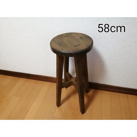 木製スツール　高さ58cm　丸椅子　stool 　猫