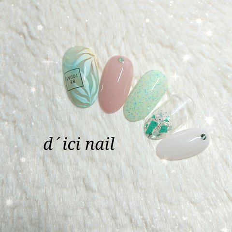 summer nail ! 夏のリゾートネイル シェル 夏 サンドネイル  綺麗 貝殻 ヤシ パームツリー リゾート  ヤシの葉