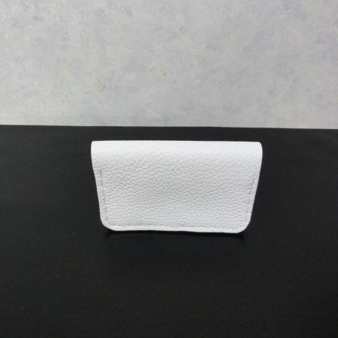 トゴ・トリヨンで作ったカードケース　ホワイト　ストレート　白糸