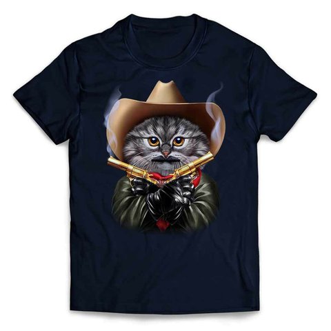 半袖Tシャツ 【グレー 猫 ねこ カウボーイ】 by FOX REPUBLIC