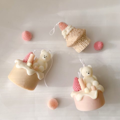 mini bear  cake candle 〜ミニベア ケーキキャンドル〜　韓国キャンドル　キャンドル　韓国インテリア　韓国雑貨